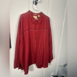 Cubavera Men’s Red Long Sleeve Shirt Size 5XL EUC